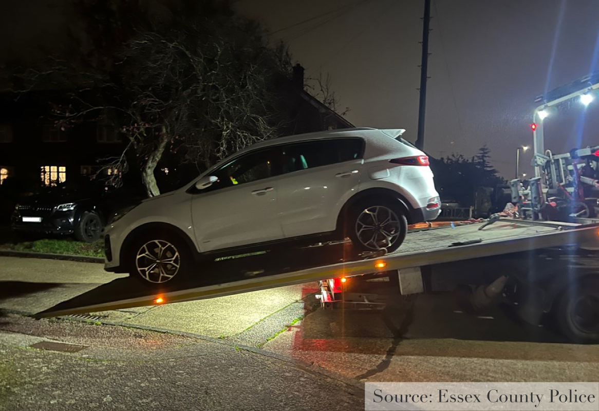 car being recovered from recovery truck