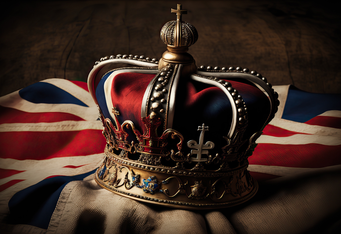 crown with Union flag in background