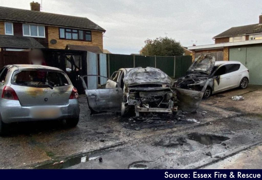 3 cars destroyed from fire