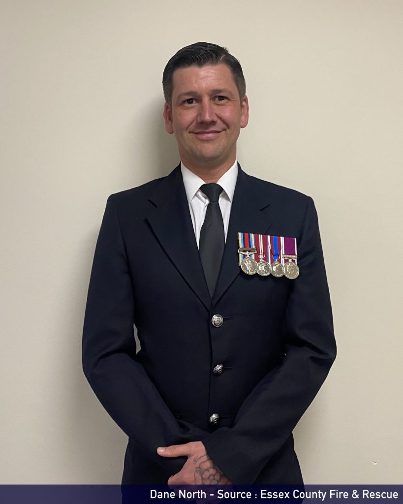 Dane North in Smart Uniform with medals on clothing