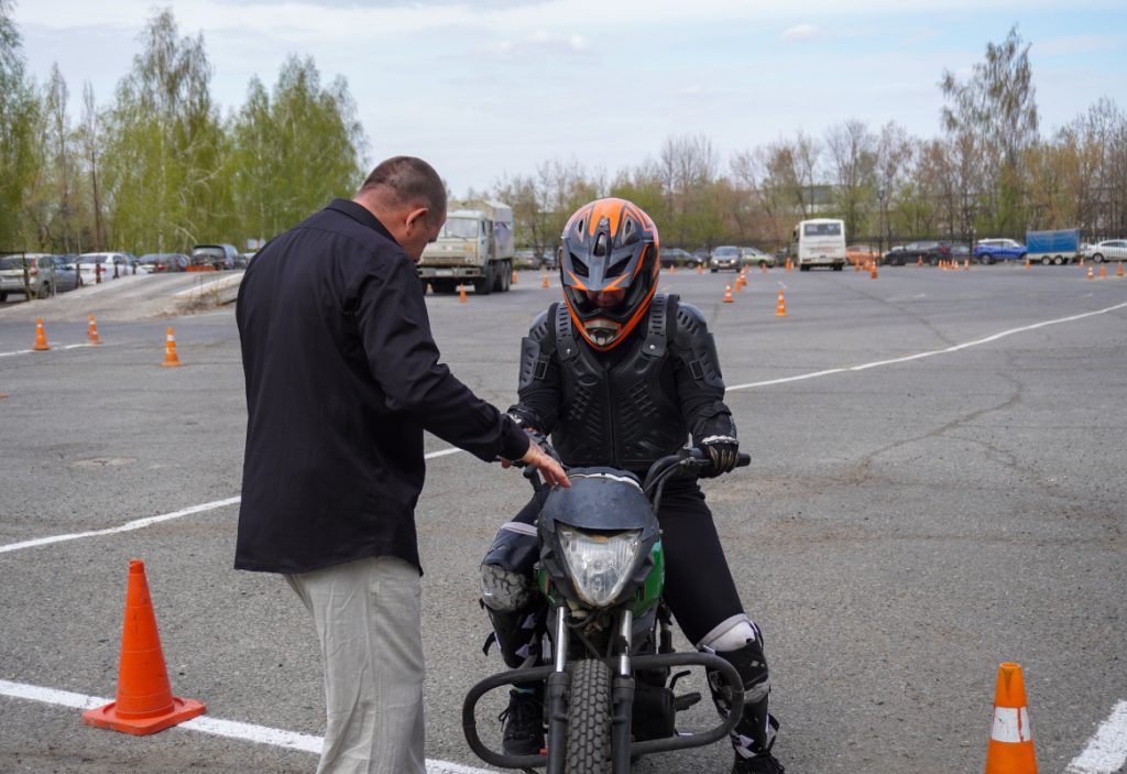 person on motorbike in protective gear